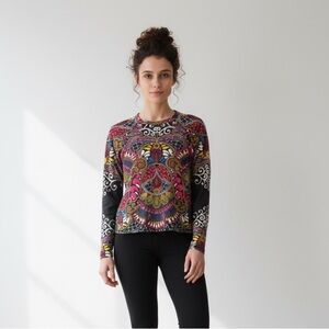 Athleta Multicolor Print Long Sleeve Rashguard Swim Top UPF Athletic Small 204